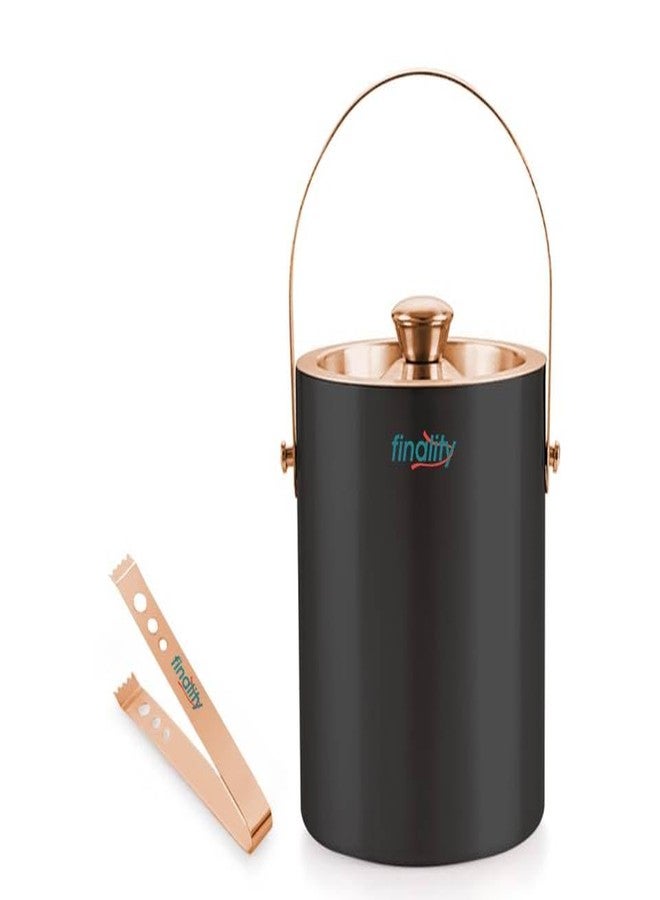 finality Stainless Steel Copper with Black Double Walled Ice Bucket with Lid[1 Liter] Keeps Ice Cold for 6 h|Great bar Tools for Home bar,Mini bar,Wine (with Copper Tong & Copper V Peg Measure) - Image 5